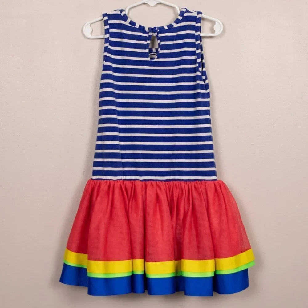 Emily Rose blue and white striped with tulle skirt dress-4